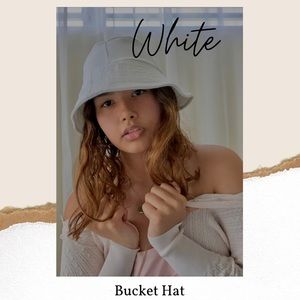 Handmade white denim bucket hat